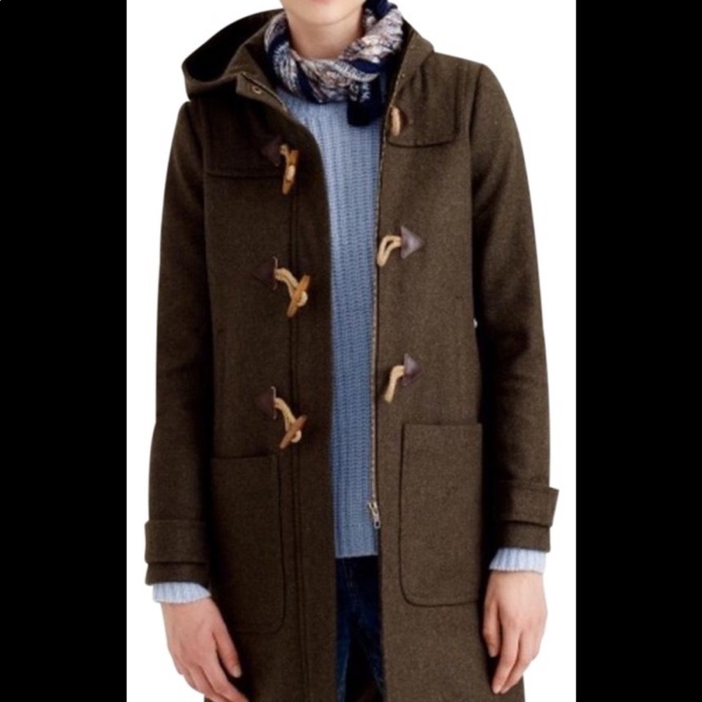 J. Crew Olive Pea Coat with Toggle Closures